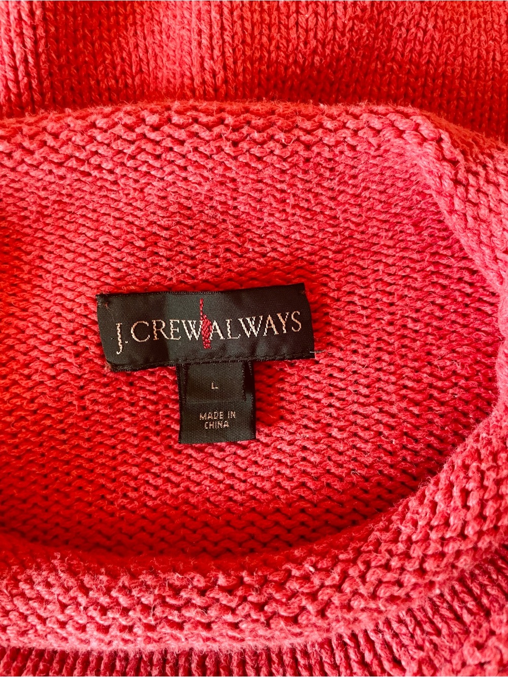 VTG J Crew Always Sweater Wmns Coral Crop Oarsman Roll Neck Fisherman Cotton M/L - Picture 3 of 13
